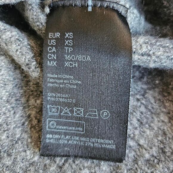 H&M women's wool gray turtleneck sweater oversized relaxed fit extra small - Picture 4 of 4